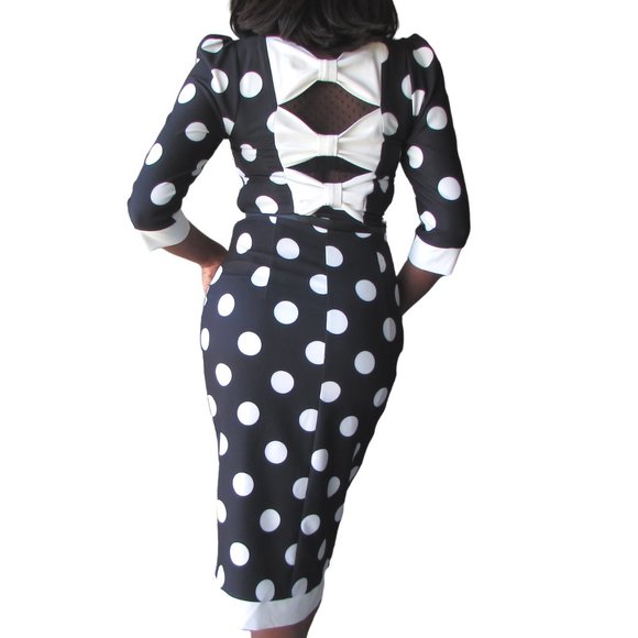 Black and white polka dot dress - Picture 3 of 3